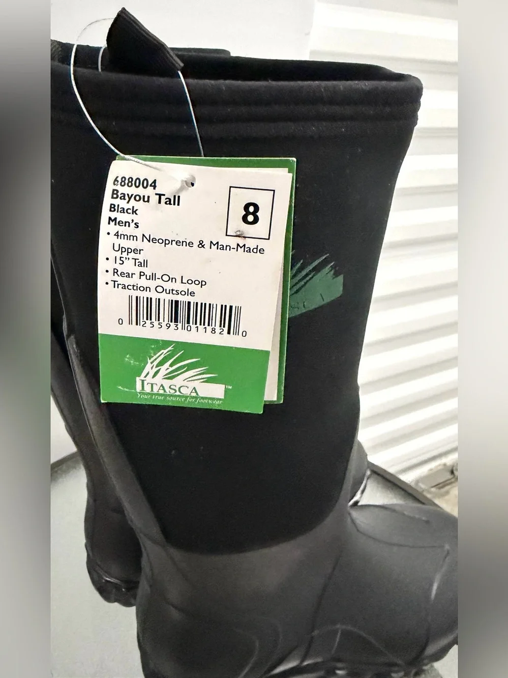 Itasca Bayou Tall Mens Size 8 Waterproof Rain Boots Black 4mm Neoprene 15